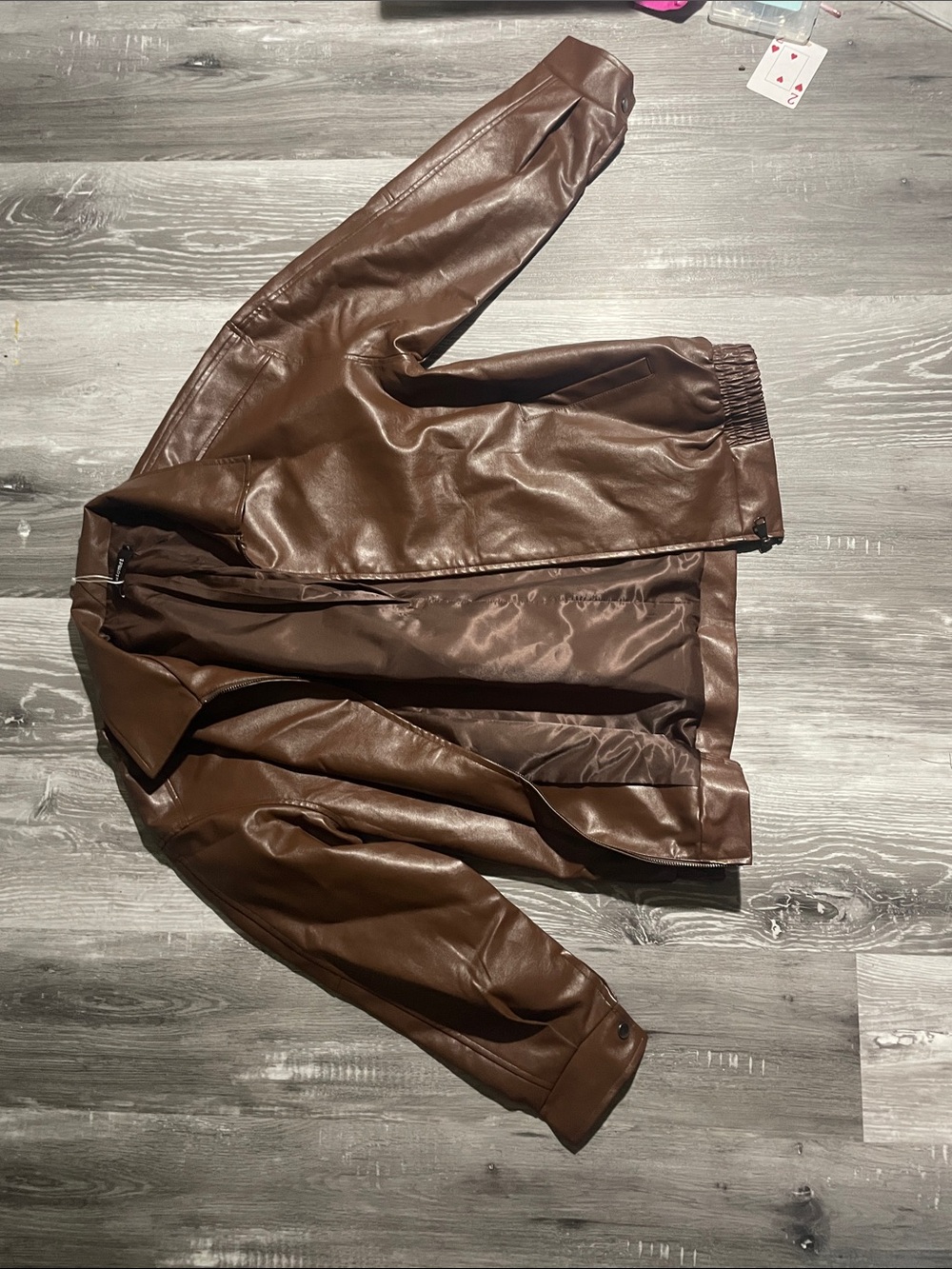 Men's Baggy Faux Leather bomber Jacket